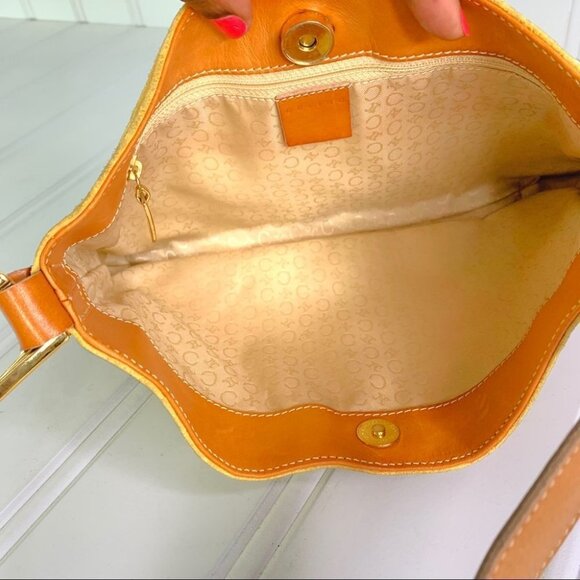 CELINE LEATHER BAG YELLOW SUEDE C MACADAM HANDBAG FRANCE DESIGNER SHOULDER  BAG - Picture 10 of 17